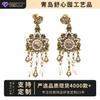 Diamond Water Drop Glazed Fringed Earrings Literary And Retro Design Versatile Stud Earrings Fashion High Sense Antique Earrings