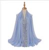 High Quality Pearls Chiffon Scarf Muslim Women Sequins Hijab Headwrap Arab Plain Turban Shawls Hair Accessories 175*70cm