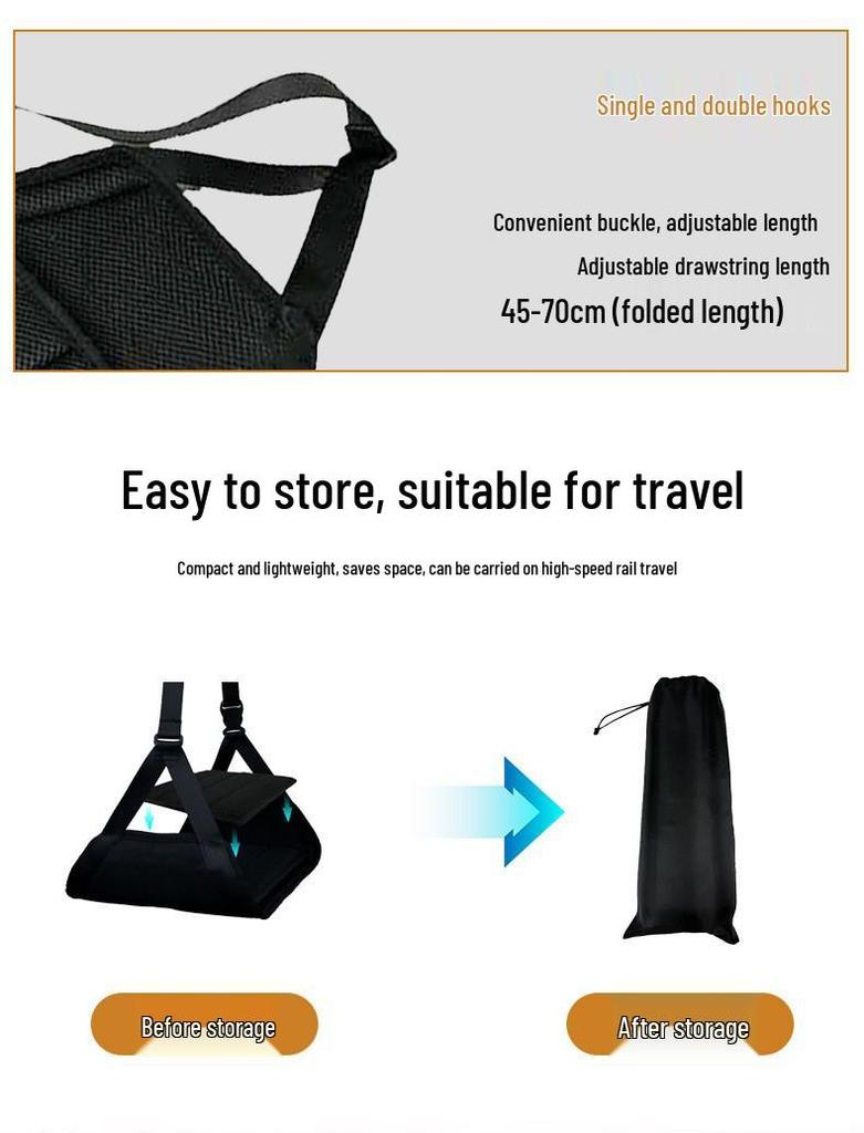 Compact Adjustable Foot Hammock for Travel and Rail