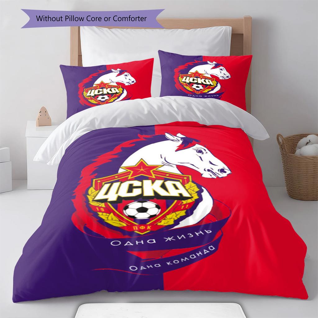 CSKA Moscow Pattern Bedding Set Quilt Cover Pillowcase Home Decor Gift (1 * duvet cover + 2 * pillowcase, without core)