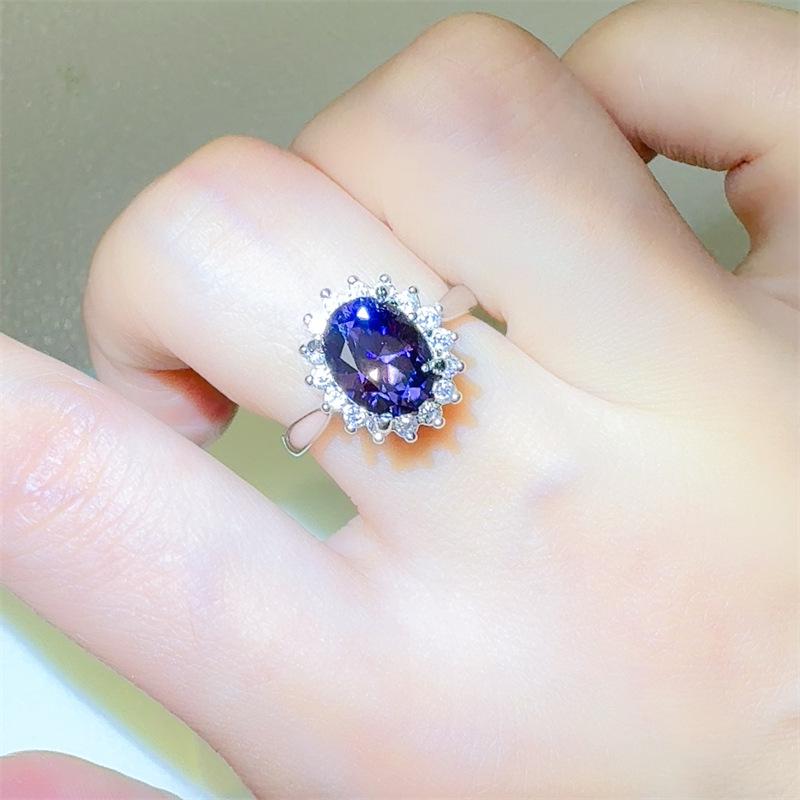 Purple Egg-Shaped 2 Carat Moissanite Women s Ring with Dove Egg Cut – Trendy European and American Style Size 19