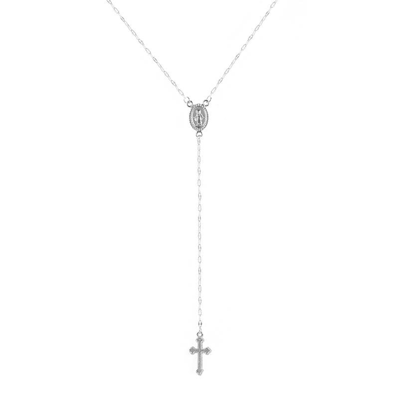 Cruce creștină de epocă colier cu pandantiv religios Fecioara Maria cu ciucuri atârnă lanț de claviculă pentru femei farmec cadou bijuterii