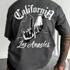 Unisex Kalifornienblitz Handabdruck T-Shirt 100% Baumwolle Weich Bequem Street Style Kurzarm Rundhalsausschnitt Lässiges T-Shirt