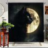 1Pc Black Cat Full Moon Shower Curtain - Enchanting Polyester Fabric With Starry Night Design, Includes 12 Hooks, 70. 8X70. 8 In