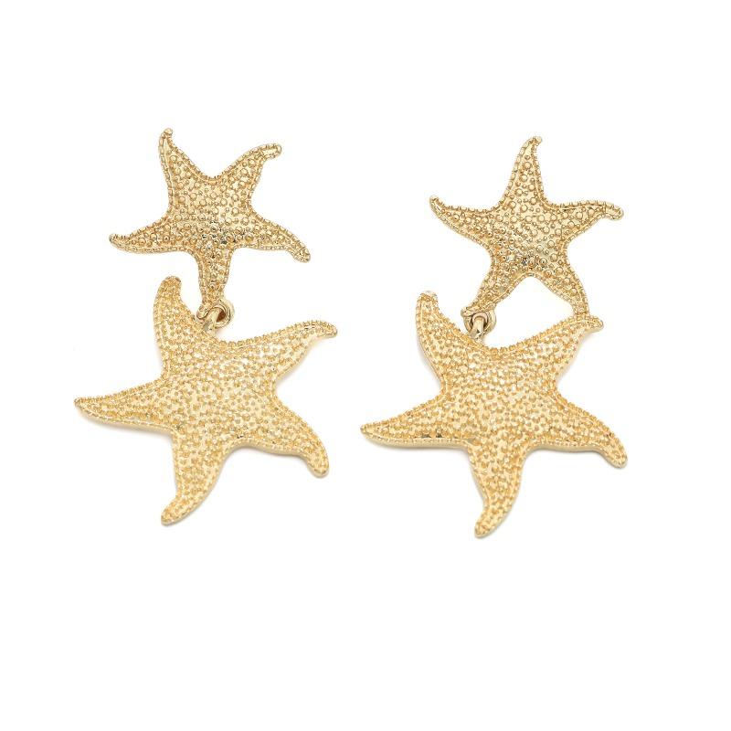 Bohemia Punk Metal Starfish Stud Earrings For Women Gold Color Sea Star Geometric Earrings Summer Beach Jewelry