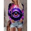 Womens Casual Abstract Print Long Sleeve Crew Neck T-Shirt 3D Effect 2025 Comfort Fit