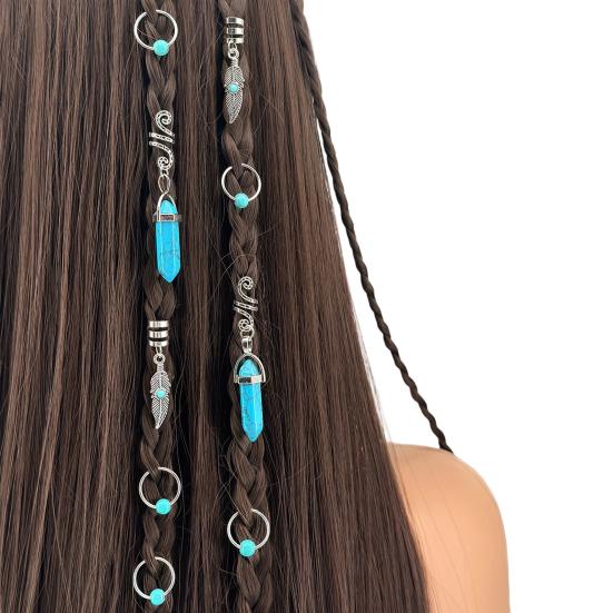 10Pcs Braid Hair Buckles, Feather Style Dreadlocks Hair Accessories, Alloy Open Design Braid Hair Clips for Thin Thick Multi-Strand Braids