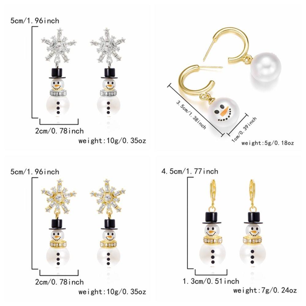 Snowflake Snowman Earrings Pearl Xmas Dangle Earrings Exquisite Christmas Earrings  Women