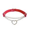 European & American Retro Heart Pendant Leather Choker Necklace - Peach Heart Shape Chain Jewelry