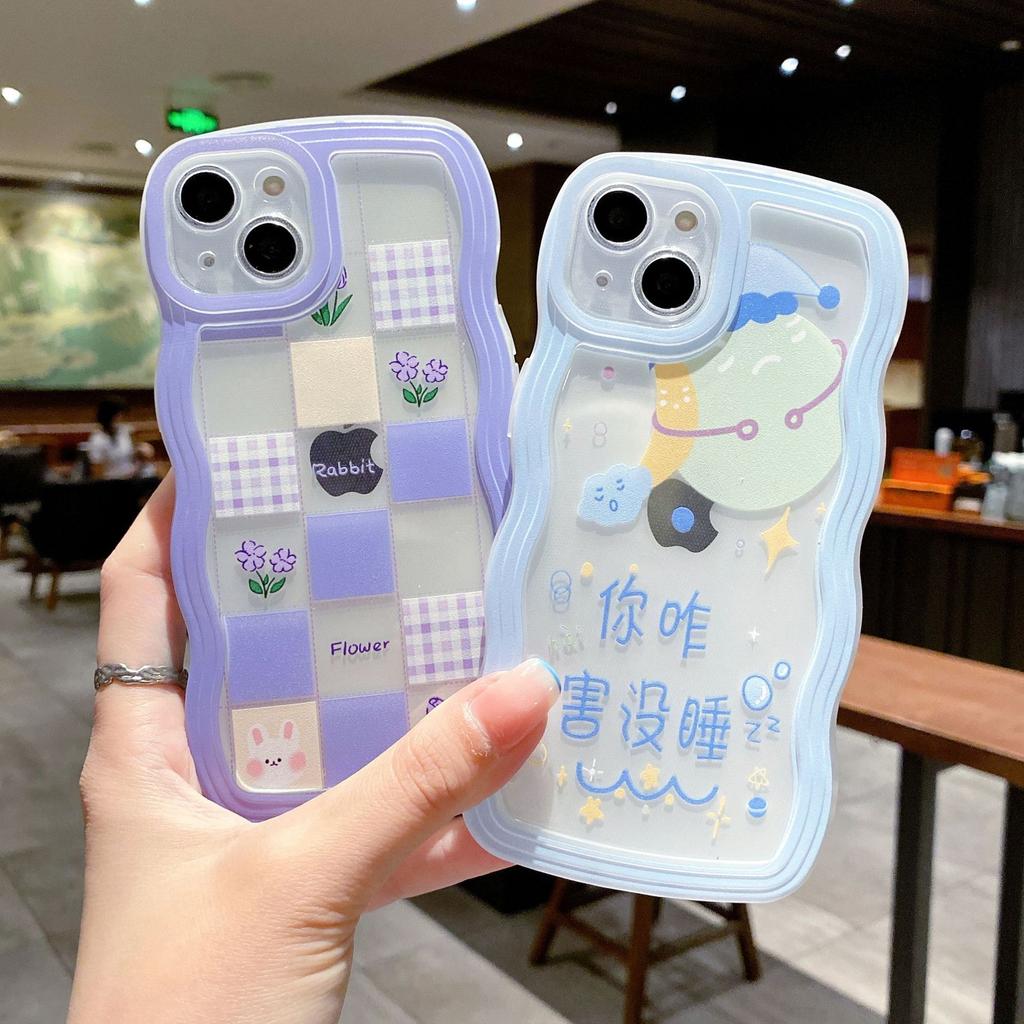 Cartoon Suitable for Iphone13promax Mobile Phone Case Apple 15 Transparent Cute Big Wave Protective Case