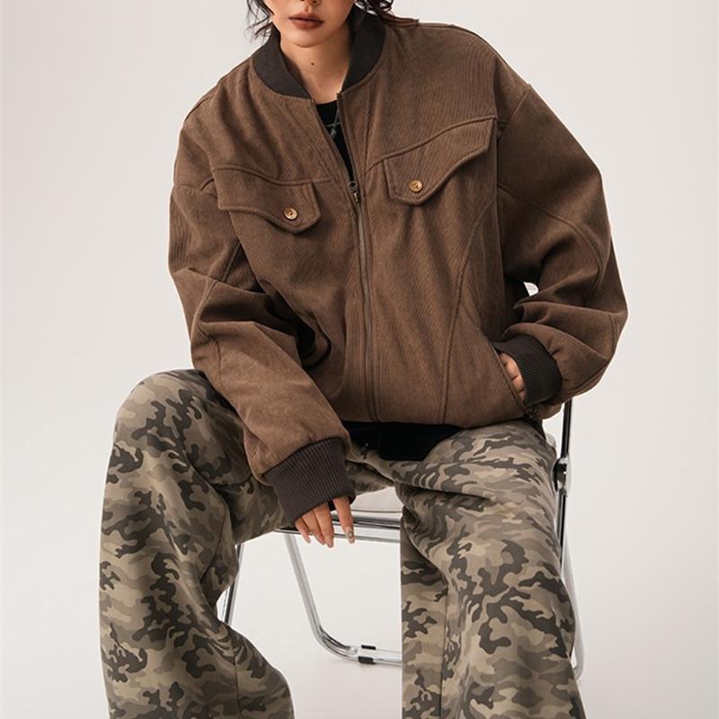 

Unisex Retro Harrington Work Jacket - Spring/Autumn Cleanfit Distressed Baseball Style Outerwear Extra Large
