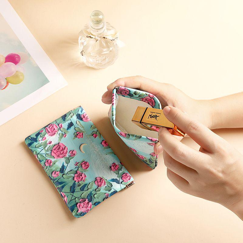 Rose Series Mini Makeup & Accessory Pouch - Portable Lipstick, Airpods, & Cable Storage Bag