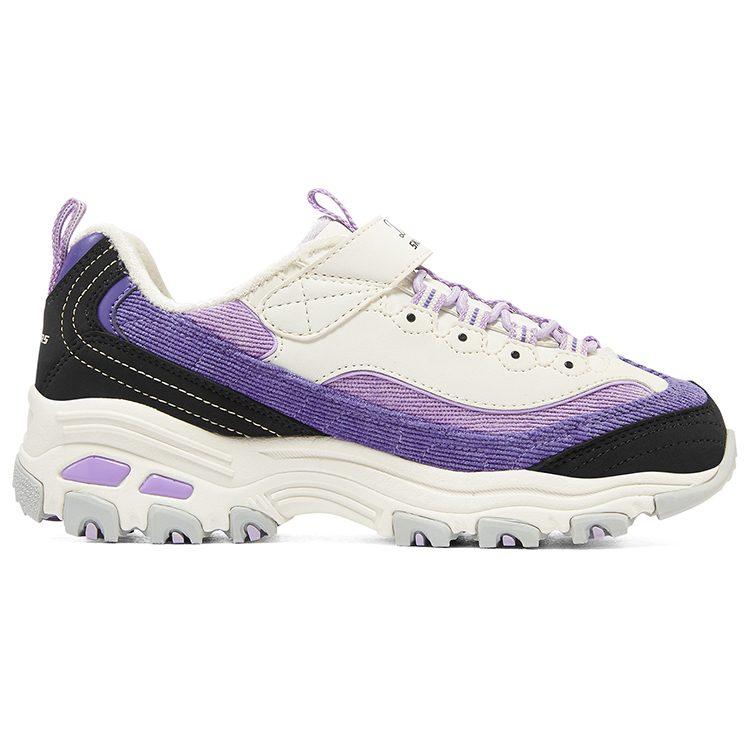 Skechers D'Lites Hook and Loop Fashion Milk Tea Bear Versatile Fleece Lined Comfortable Classic Design 302524L-PUR