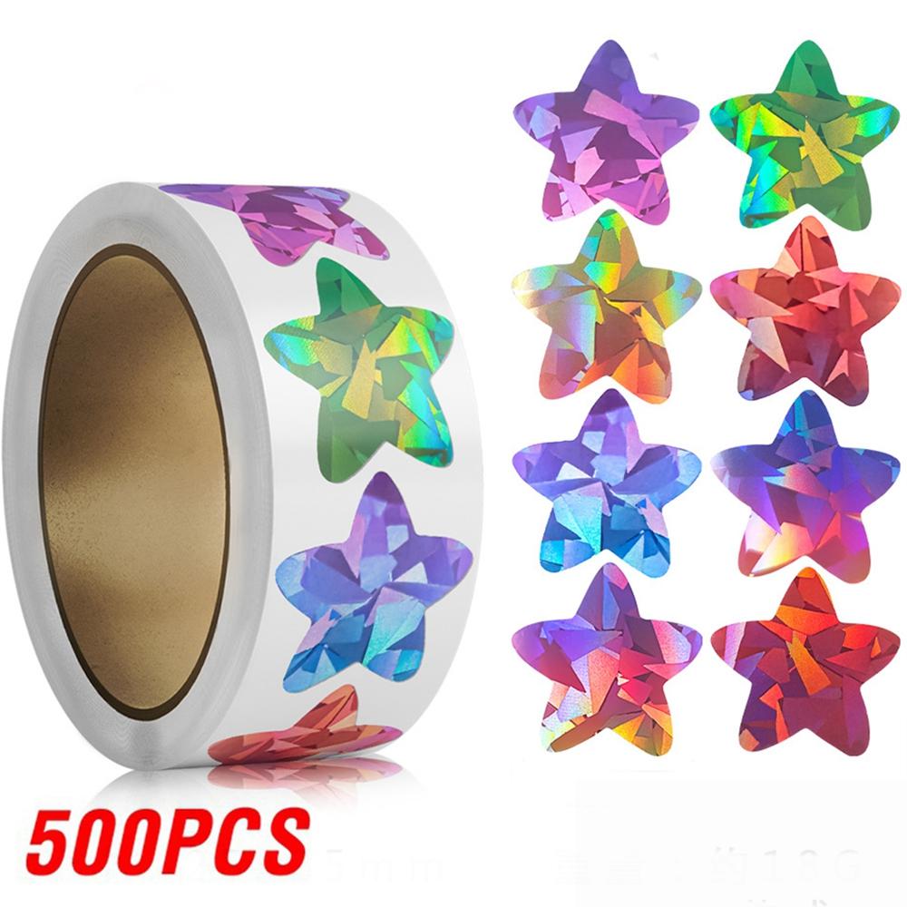 100-500pcs Color Holographic Star Stickers Birthday Wedding Gift Party Decor Seals Label Envelope Baking Labels Sticker