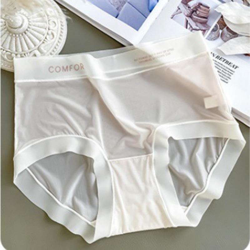 Ultra-Thin Seamless Women's Mulberry Silk Ice Silk Antibacterial Quick-Dry Mid-Waist Underwear