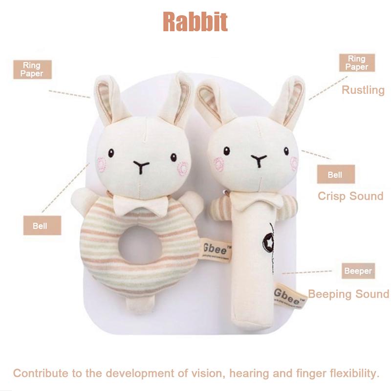 Baby Rattles Soft Cartoon Cute Plush Animal Toys Child Educational Handbells