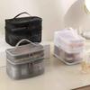 1 Large Capacity Cosmetics Storage Bag, Double Mesh, Portable Toiletry Bag, Simple, Solid Color, Toiletry, Cosmetics Storage Bag