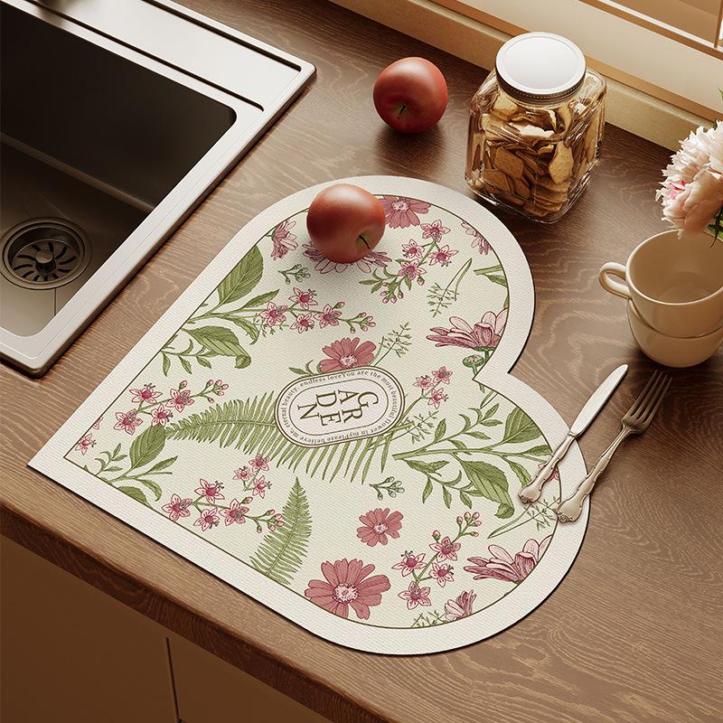 

Коврик для слива воды в форме сердца, моющийся, диатомовый, быстросохнущий, для раковины, специальный коврик для столешницы 30*30cm