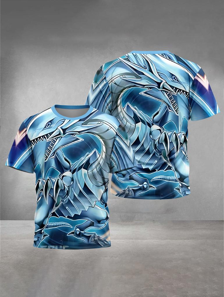 Monster Pattern 3D Printed Children's T-shirt, Boys' Fun Short Sleeved Top