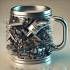 Engine V8 V6 Metal Cup Design Crafts Creative Resin Mug Handicraft Three-dimensional Cup Home Decoration Figurines Gift Ideas