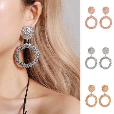 Geometric Statement Earrings Vintage Style Sparkling Large Hollow Ring Women Girls Hoop