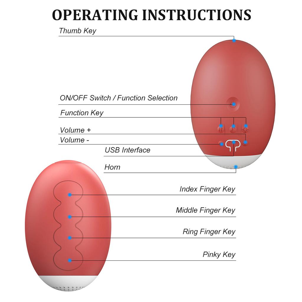 Ammoon Smart Hand Piano Electronic Organ Finger Instrument Including 13 Musical Instruments 10 Repertoires Red