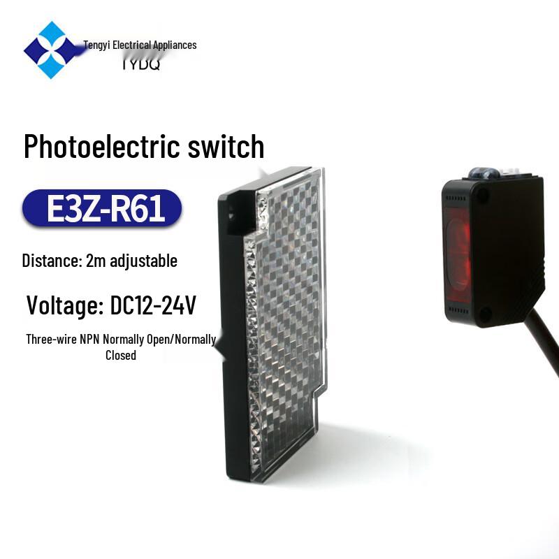Square Photoelectric Sensor E3Z-R61, Retro-Reflective NPN
