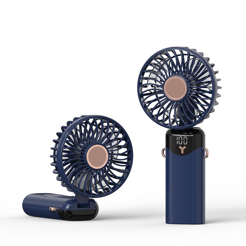 Mini-Handheld-USB-Ventilator, tragbar, leise, kleiner Ventilator mit intelligenter LED-Digitalanzeige, faltbarer, wiederaufladbarer Ventilator mit 6 Geschwindigkeiten