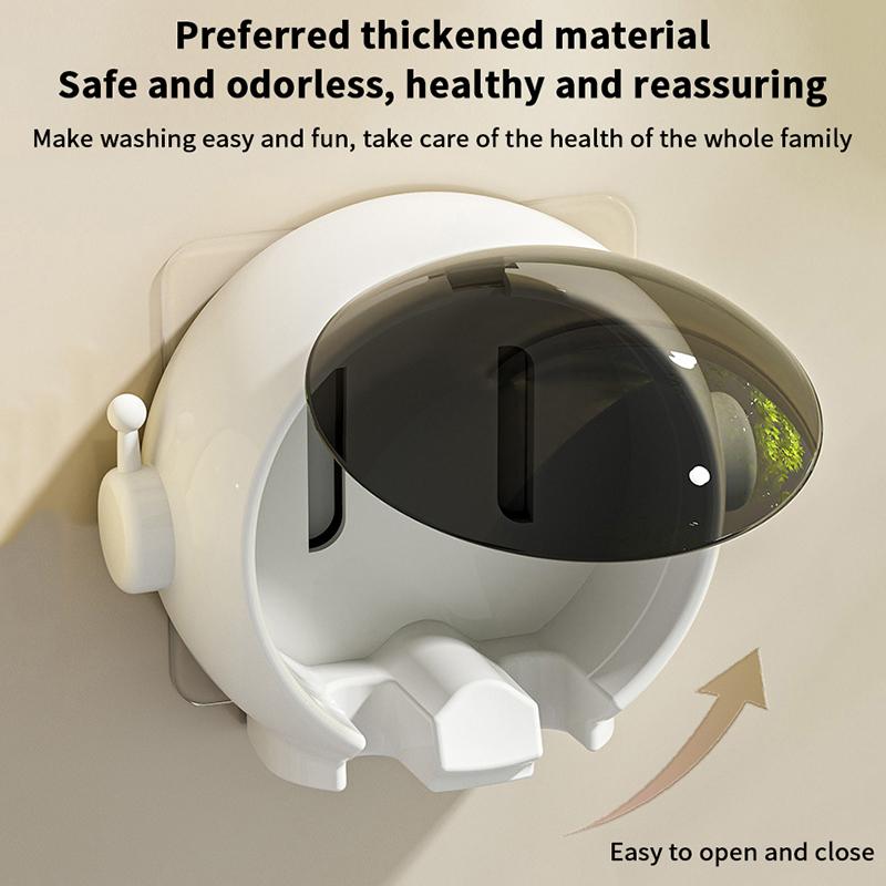 Toothbrush Holder Wall Mounted Toothbrush Holder Rack With Lid Wall Mount Space-Saving Household Organizers For Toothbrushes For