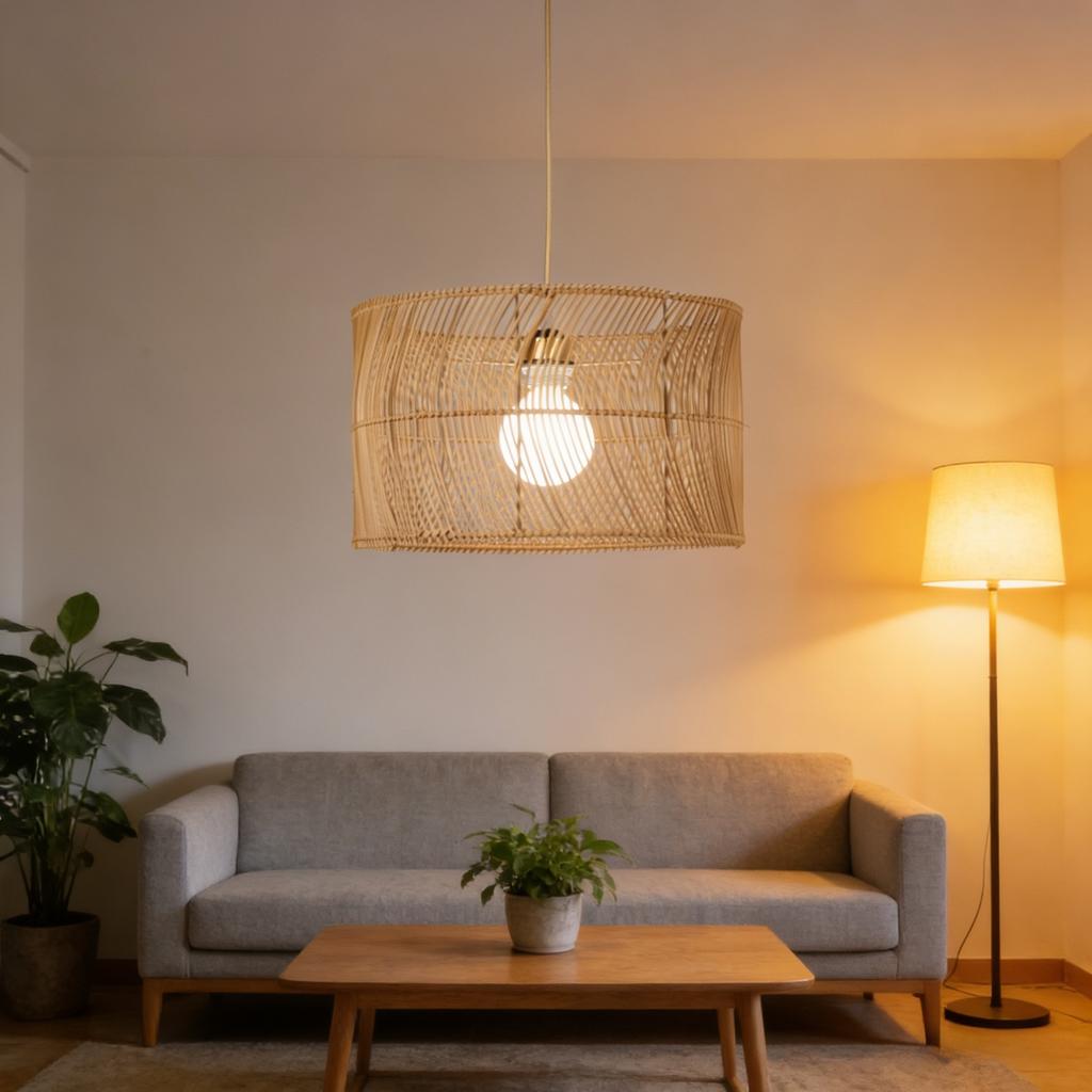 JOYINLED Retro Rattan Pendant Lamp Vintage Vine Pendant Light for Dining Room Bedroom Kitchen Japanese Style Handmade Chandelier