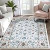 Non-Slip Boho Small Area Rugs for Entryway, Machine Washable Vintage Rug, Indoor Floral Print Carpet for Home Decor