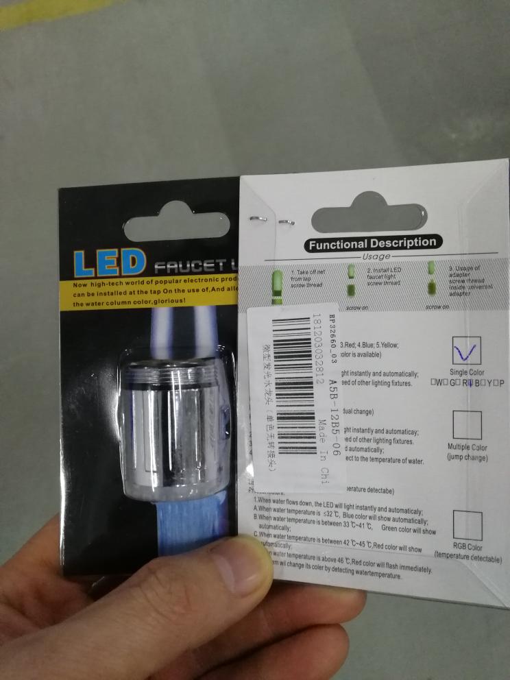 LED Light Water Faucet 3-Color Changing Temperature Sensor For Shower Tap Faucet Nozzle Head Home Kitchen Bathroom Fixture