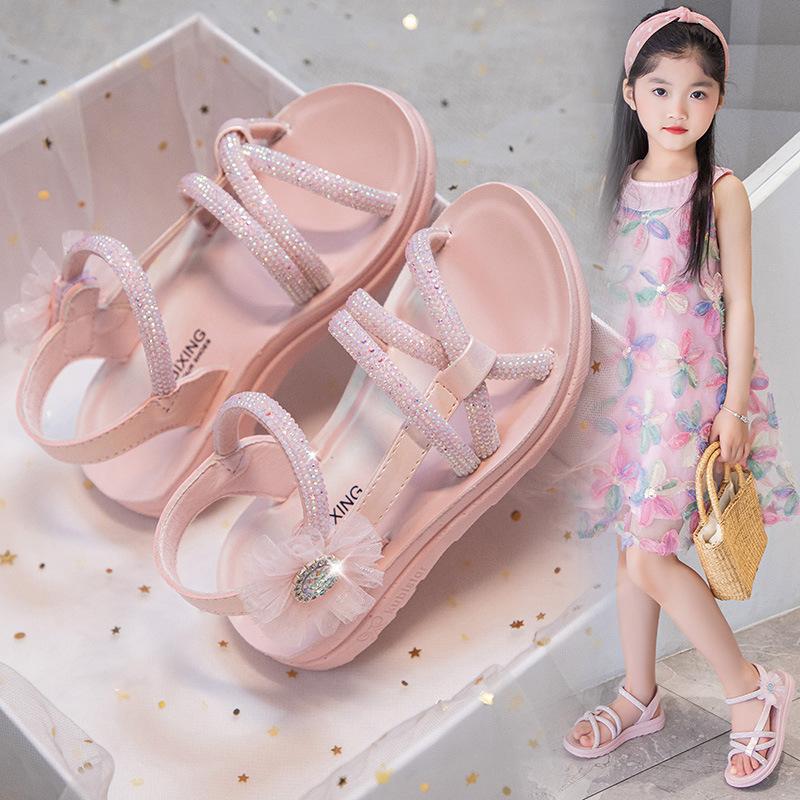 

Сандалии на липучках для девочек, летняя новая мода, пляжная обувь принцессы Xiaoxiangfeng, повседневные кроссовки для активного отдыха 26 розовый