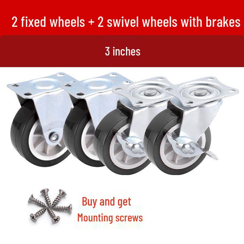1-3 Inch Silent Swivel Caster Wheels with Brakes for Furniture and Trolleys