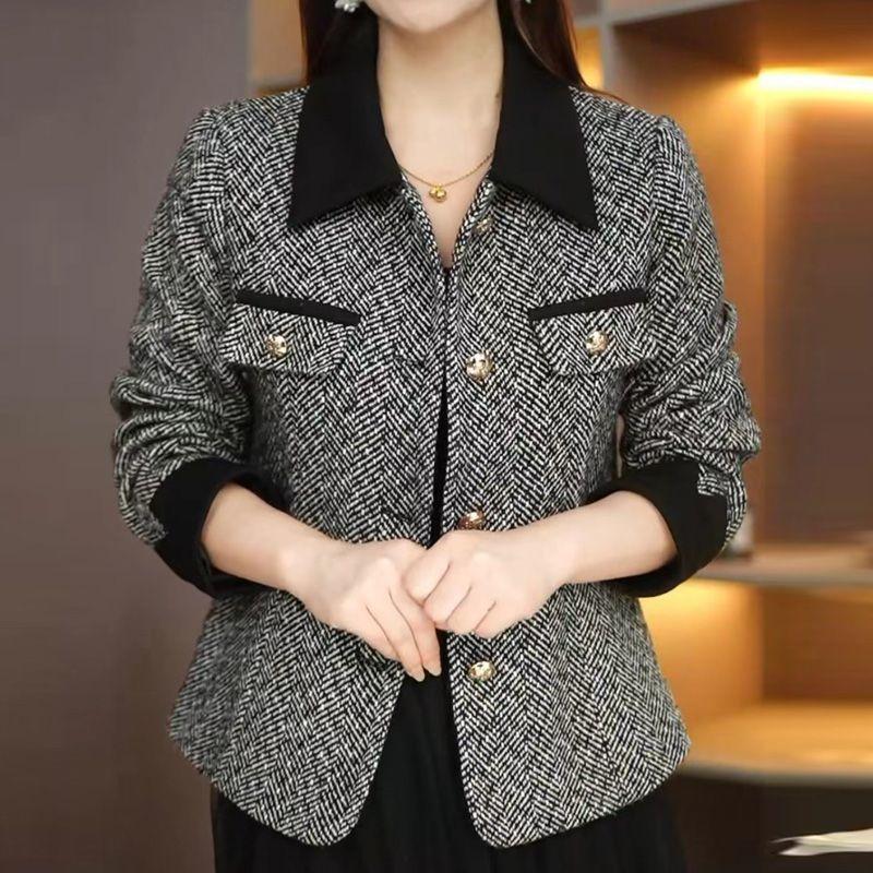 Youthful Spring Autumn Women Blazer Fashionable Slimming Office Jacket Elegant Petite Coat XL чёрный