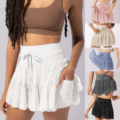 Women's Skirt Safety Pants Spring Summer High Waisted Lace Up Pleated Skirt Short Skirt Spicy Girl Skirt