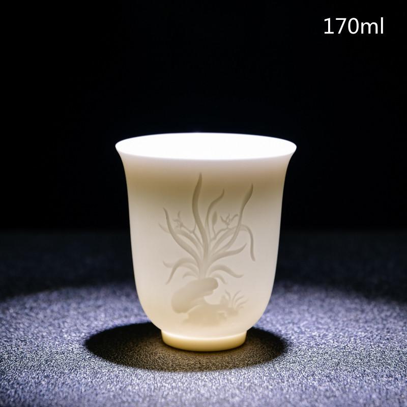 Ceai de ceai din portelan alb chinezesc de mana Bol de ceai in relief tridimensional pentru set de ceai de capacitate mare Accesorii Master Cup