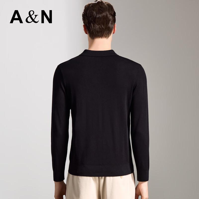 Antonio Men's 100% Merino Wool Business Casual Long-Sleeve Polo Shirt