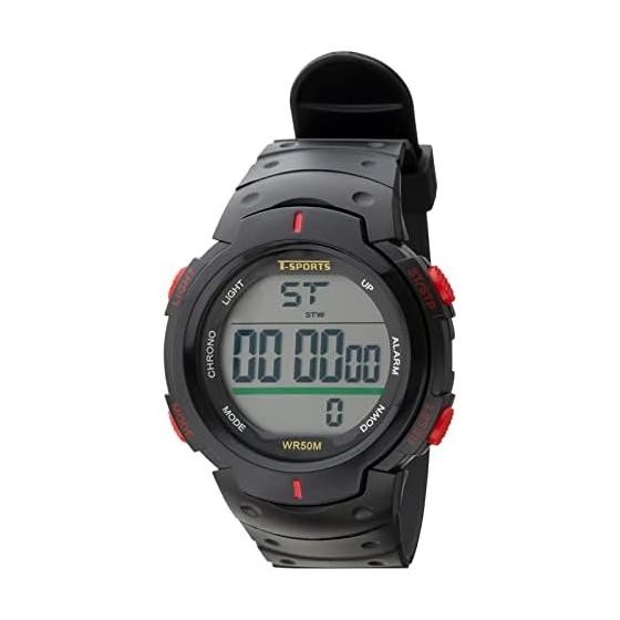 CREPHA Digital T-SPORTS Multifunctional Waterproof 5ATM Stopwatch Large Screen Urethane Belt Red Men s Sports TS-D153-RD