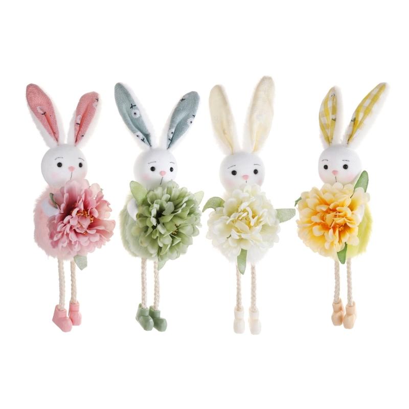 Easter Rabbit Figurine Ornament Colorful Rabbit Doll Hanging Decoration for Living Room Bedroom Window Balconies Garden