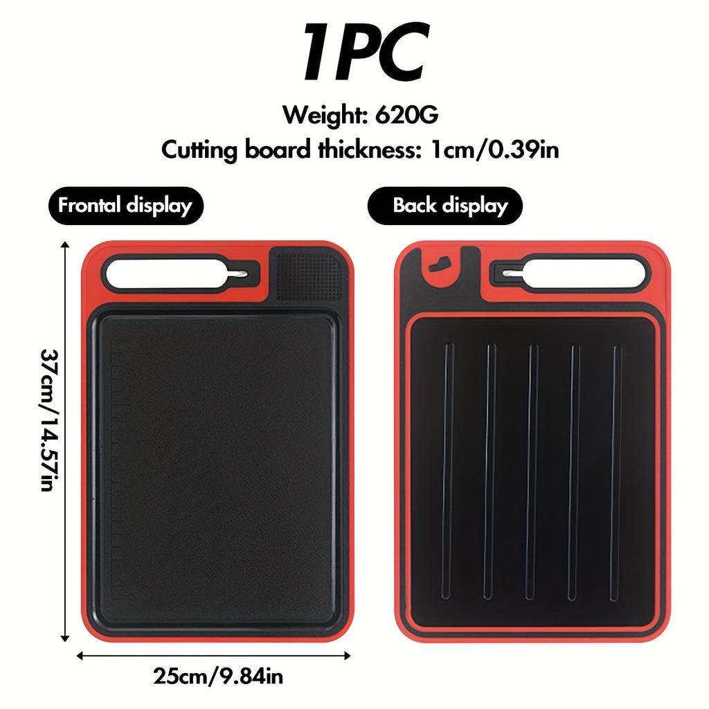 1pc Double Sided Cutting Board With Measurements for Kitchen Use , Double Sided, Made of Aluminum And Ceramic Strips, Food-Grade, Non Slip,