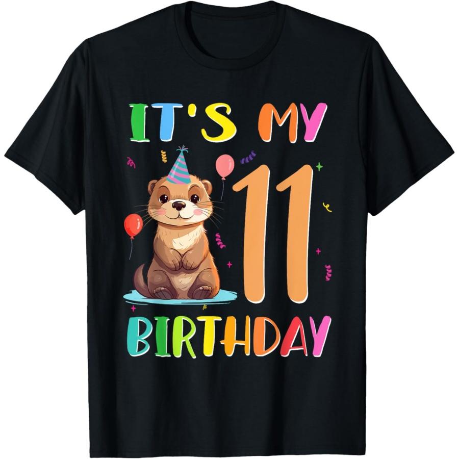 

Its My 11th Birthday Otter 11 Year Old Kids T-Shirt XXXXXL чорний