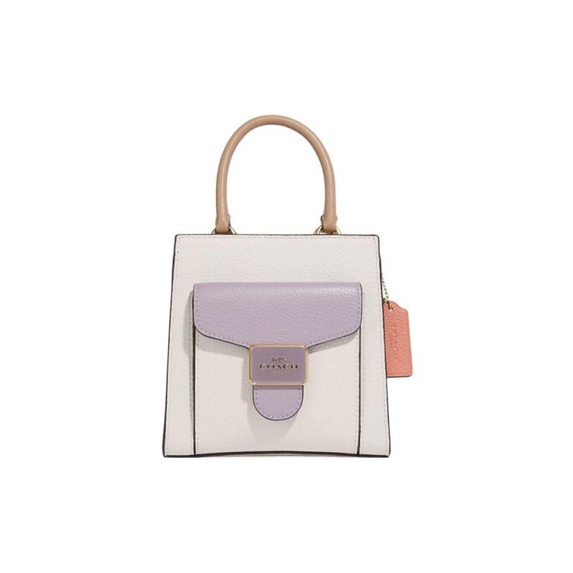 

Coach Pepper 17 Color Block Magnetic Closure Detachable Shoulder Strap Leather Music Score Handbag Women handbag White Lilac CA620-IMCAH Basic Set (Bag+Dust Bag)