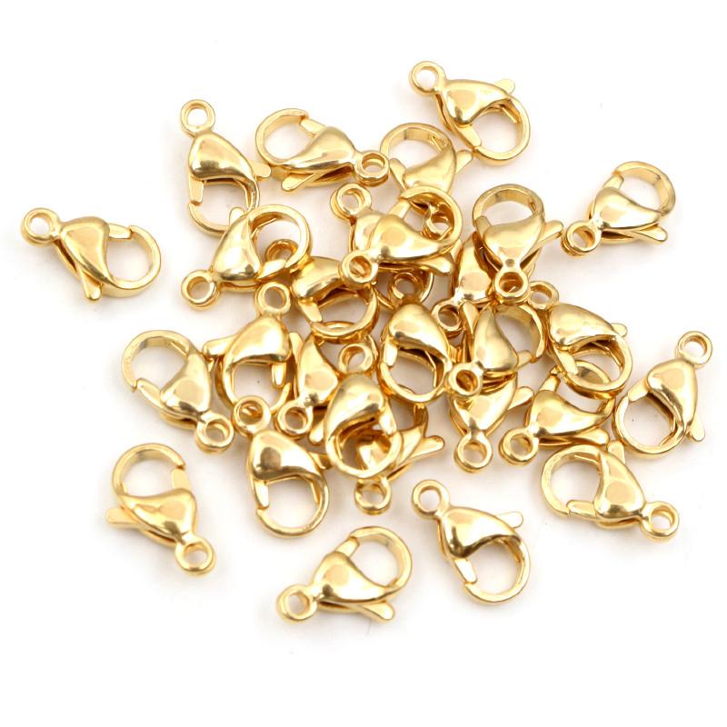 New 30pcs Stainless Steel Gold Plated Lobster Clasp Hooks for Necklace Bracelet Chain DIY Jewelry Making Findings Supplies