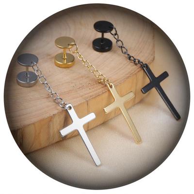 Mode 1 stuks Bedel Kruis Hangende Oorbellen Lang Dangle Nieuw Fijn Cadeau voor Mannen/Vrouwen Roestvrij Staal Religieuze Hangende Oorbel Sieraden Mode