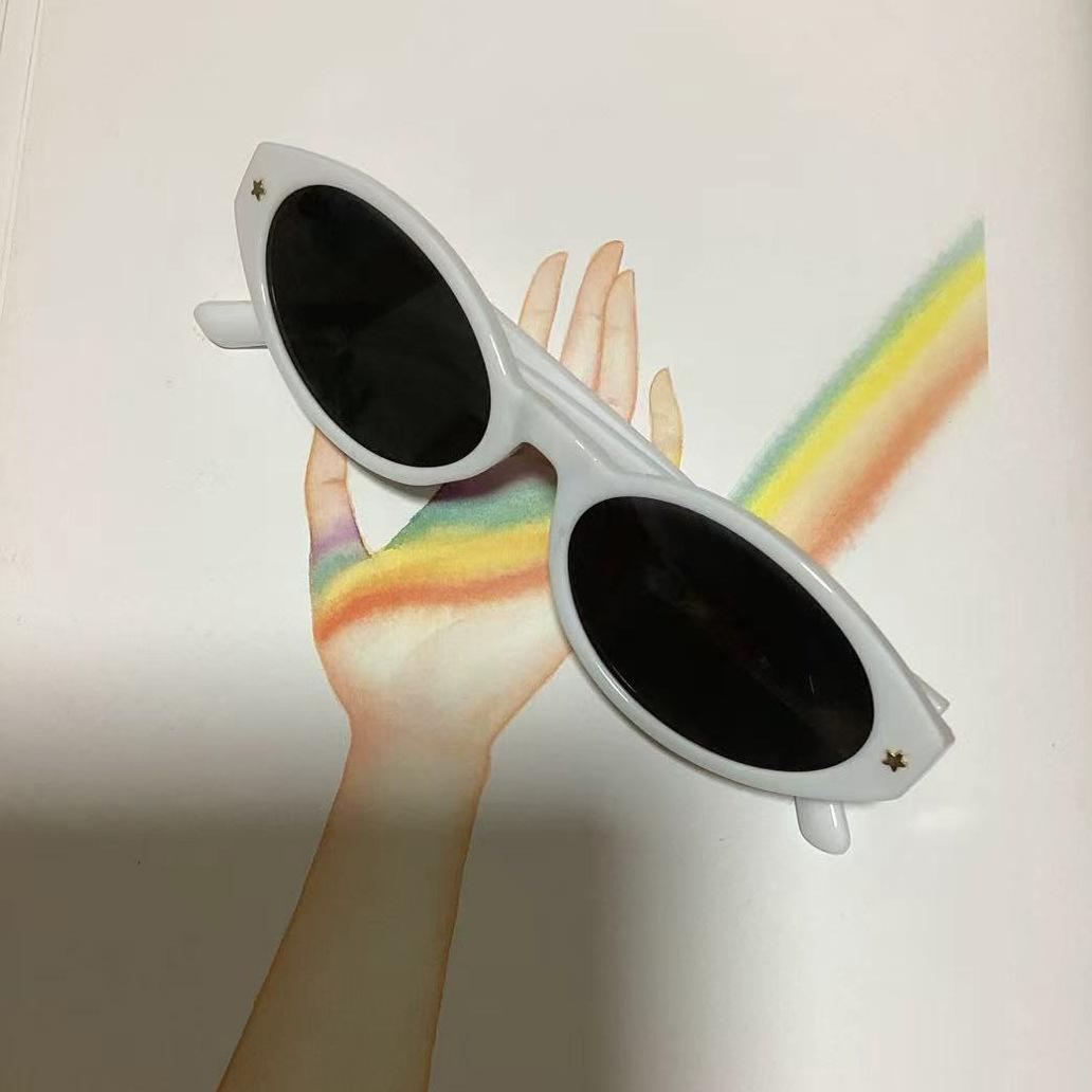 

Rivets Decoration Men Sunglasses Korean Style Oval Shape Sun Glasses suitable for Woman High Quality Sunglass ladies