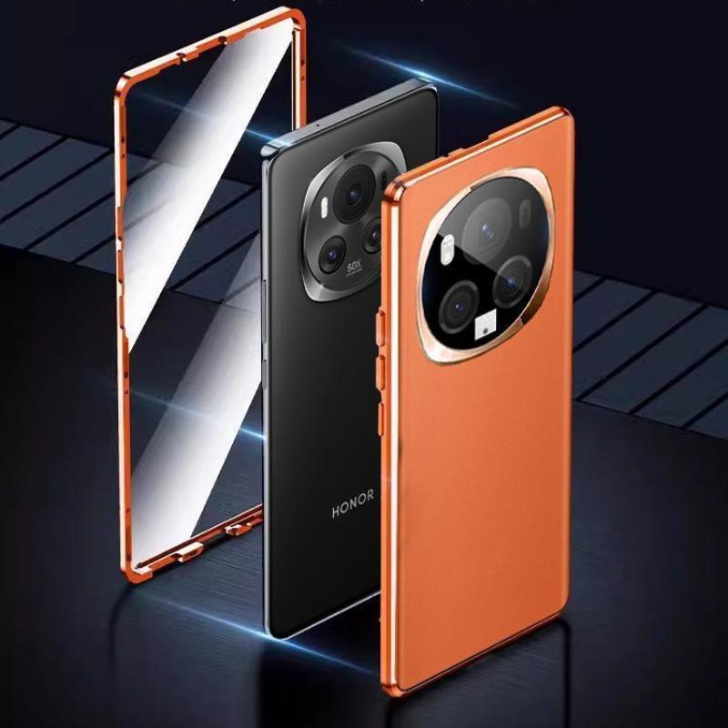 Magnetic Glass Case for Honor Magic6 Pro 360° Full Protection Protective Back Cover for Honor Magic 6 Magic6Pro Leather Case
