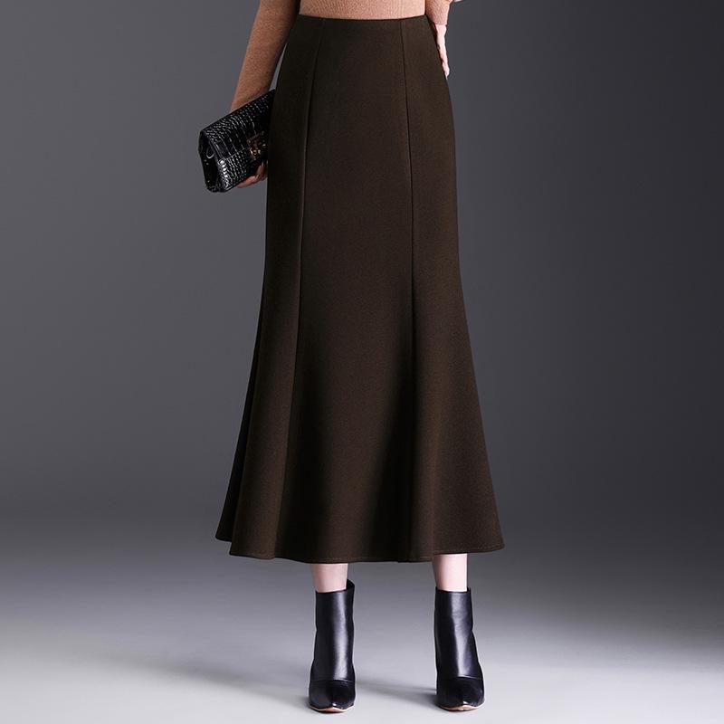 2025 Winter Long Woolen High-Waisted Fishtail Pencil Skirt