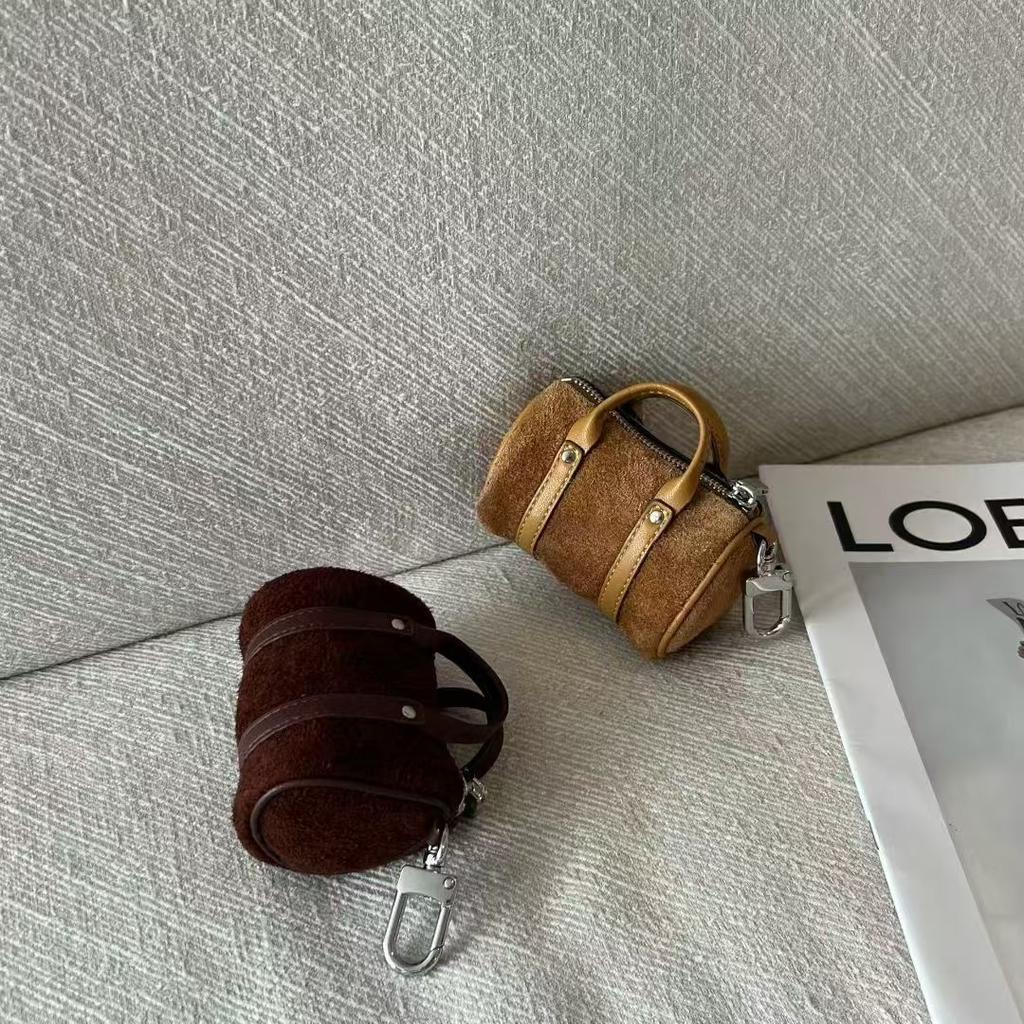 Mini Bucket Bag Coin Purse Genuine Leather Storage Pouch for Earphones Lipstick - Hanging Clip Included Compact Organizer Bag