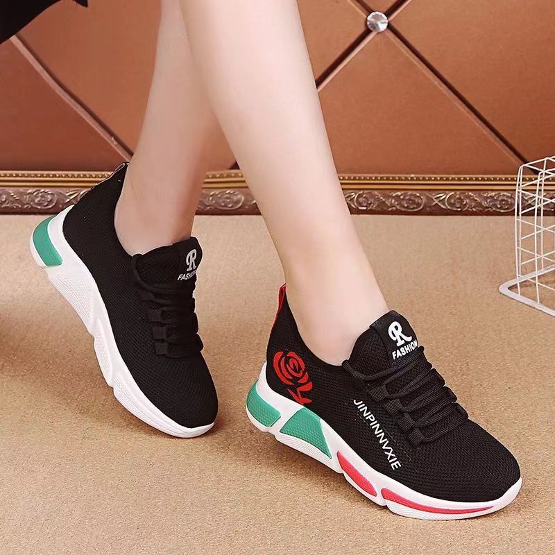 Shoes Women'S Ladies Casual Shoes Fashion Versatile Flying Weave Mesh Breathable Single Shoes Sneakers